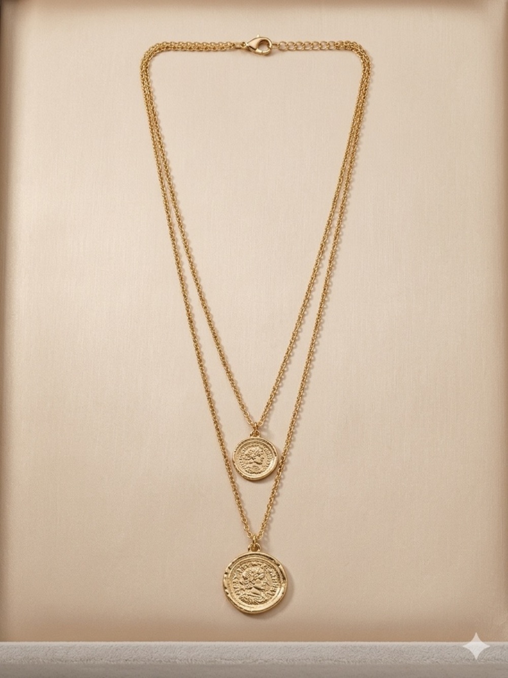 Gold Double-Layer Coin Pendant Necklace